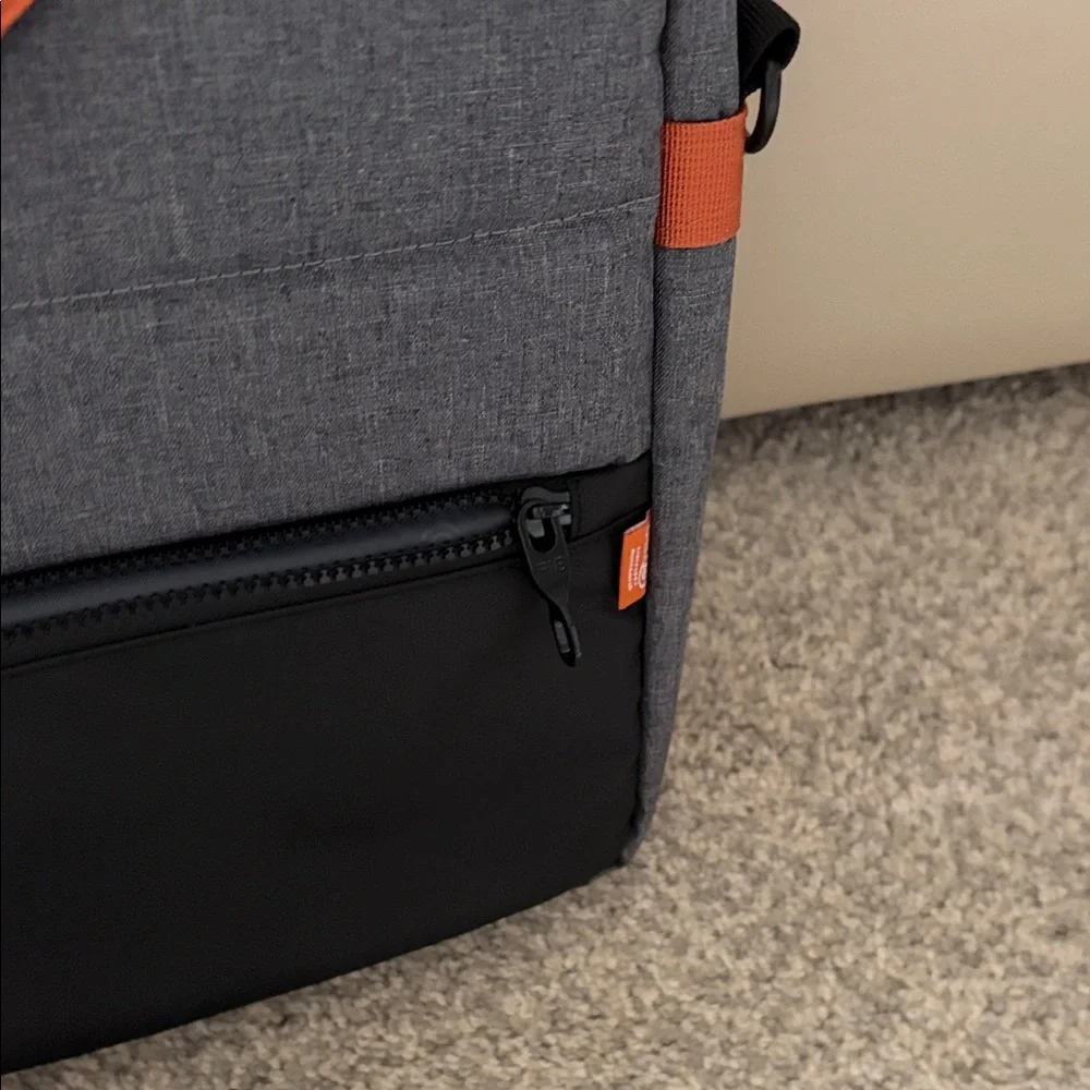 FIB Australia Anti- Theft Travel Men's Gray w/Tan Accents Laptop Briefcase